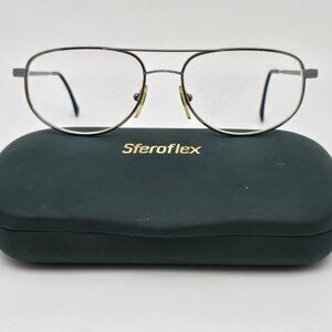 Sferoflex 2090 268 Silver Gunmeatal Aviator Eyeglasses Frame w/ Case 56-17-140